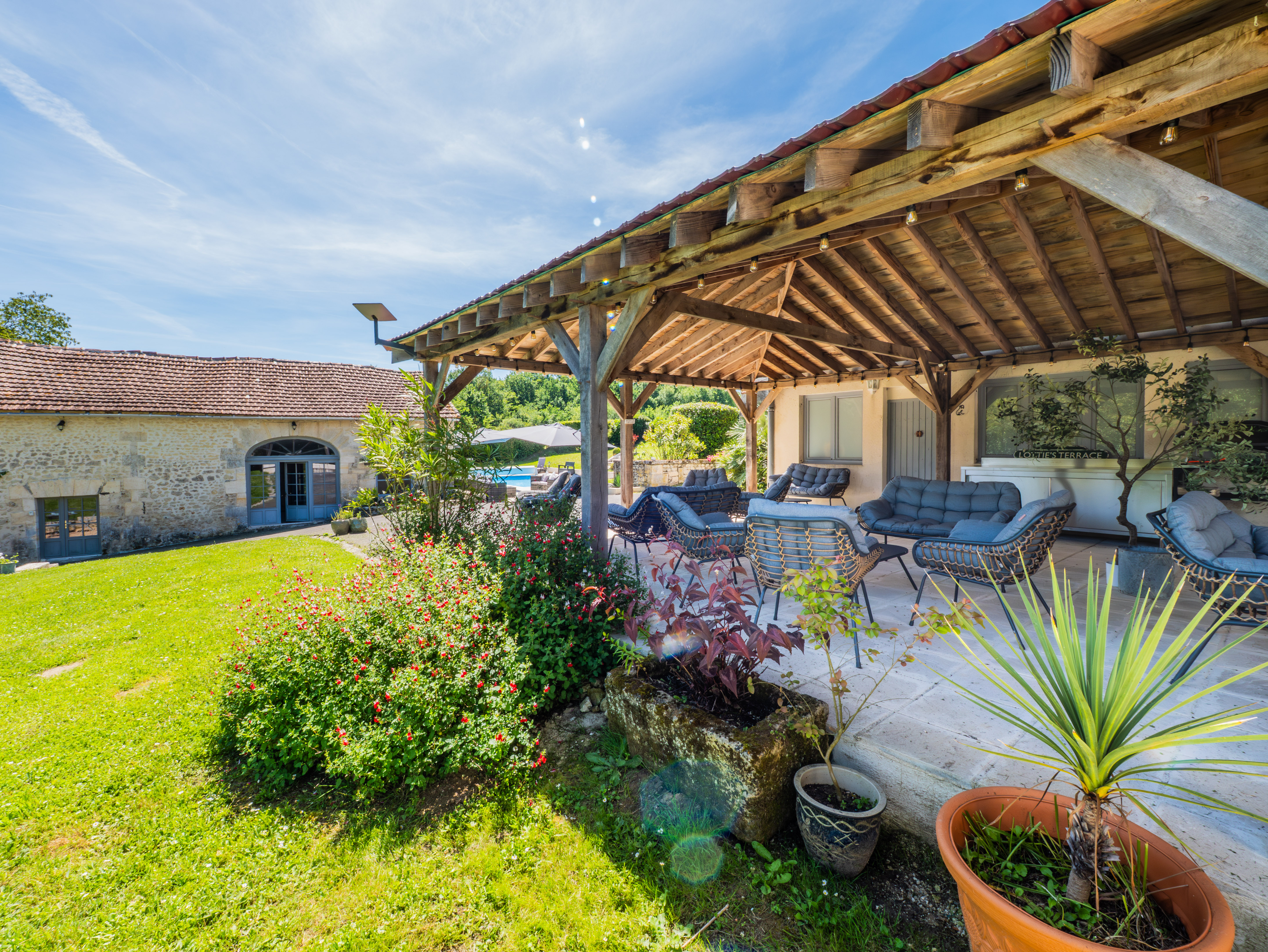 Covered pergola terrace