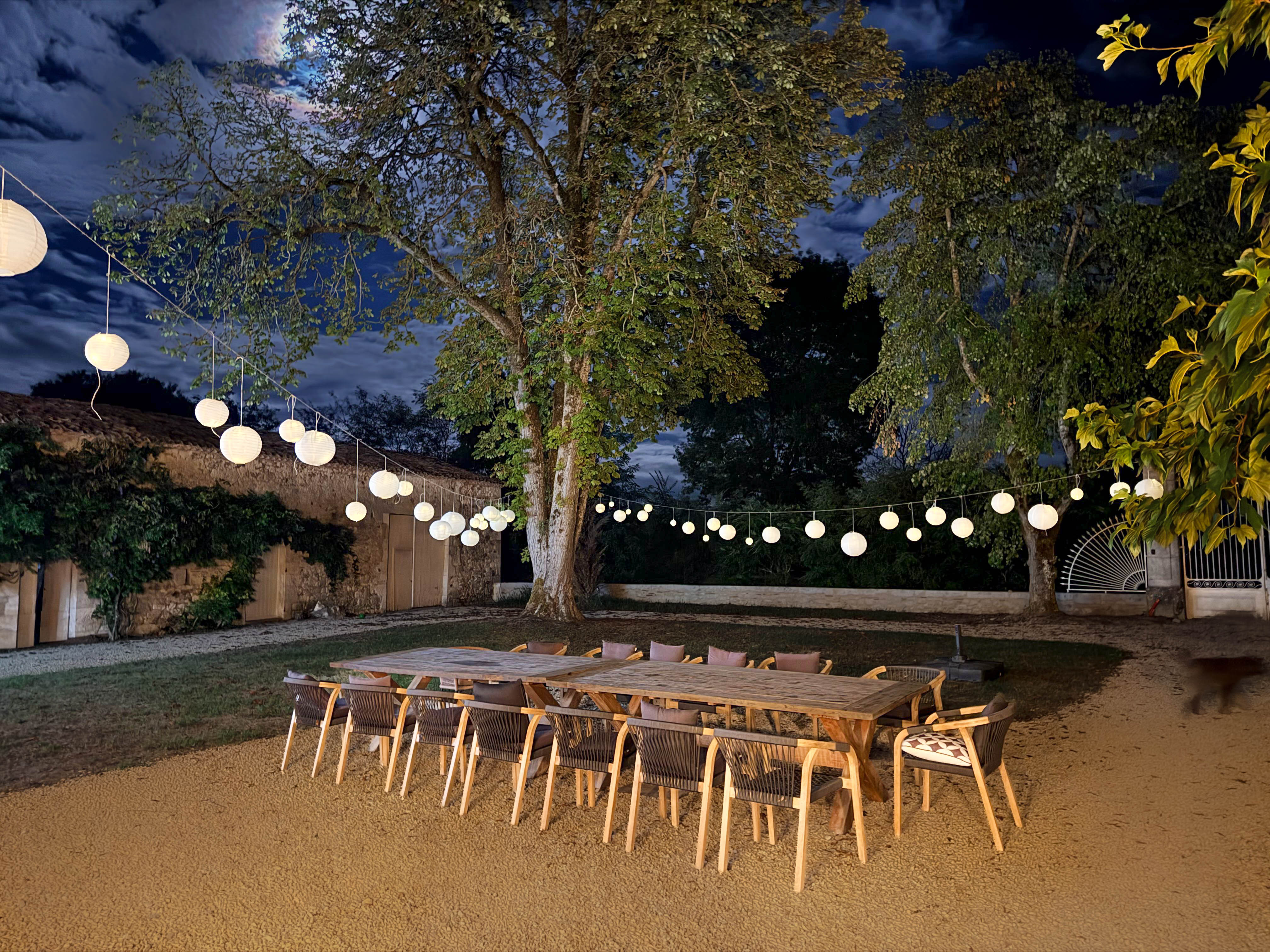 An evening celebration in the courtyard